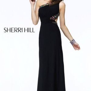 Sherri Hill asymmetrical backless beaded dress